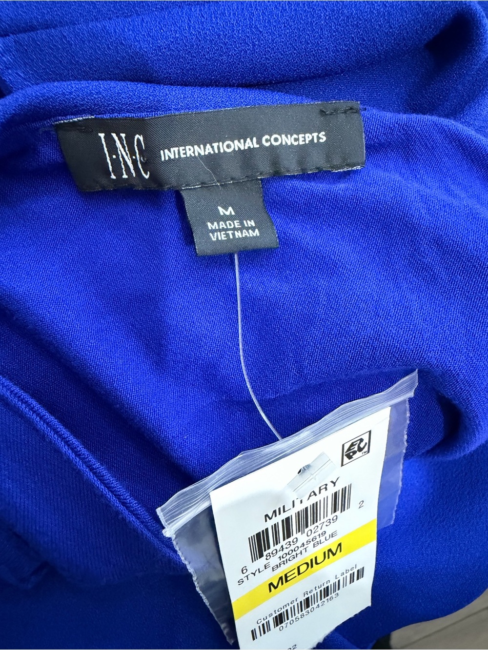 INC International Concepts Cobalt Blue Cold-Shoulder Ruffle Knit Top - Picture 6 of 6